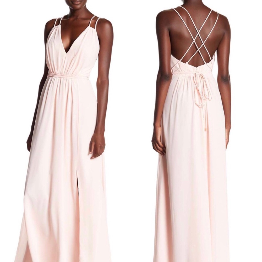 LUMIER Strappy Back V-Neck Dress -NWT -Blush - M